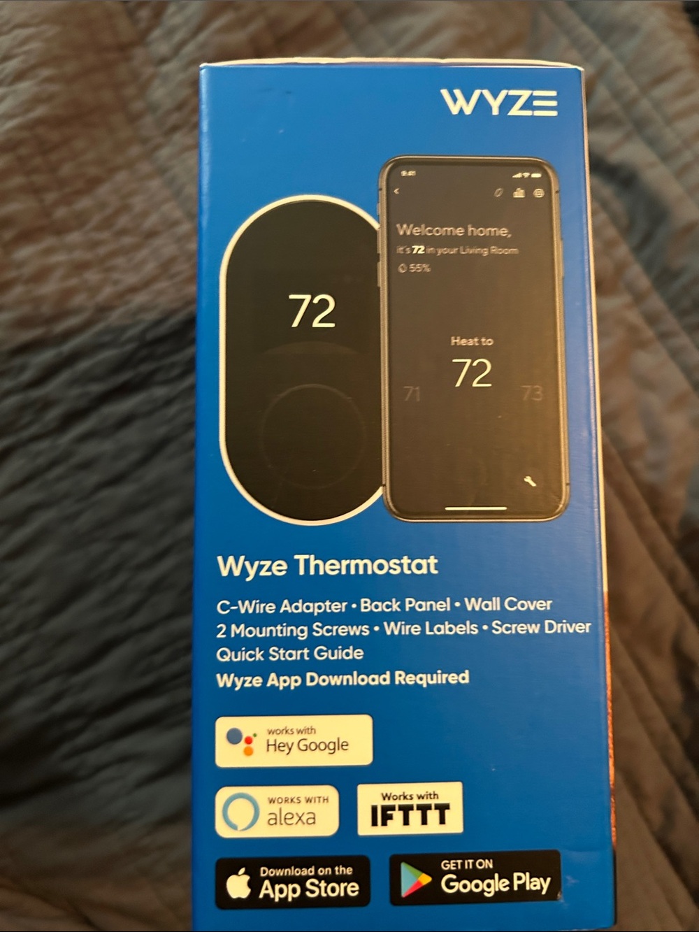 Wyze Smart Thermostat — Black Face with White Trim and Orange Display - Picture 3 of 3